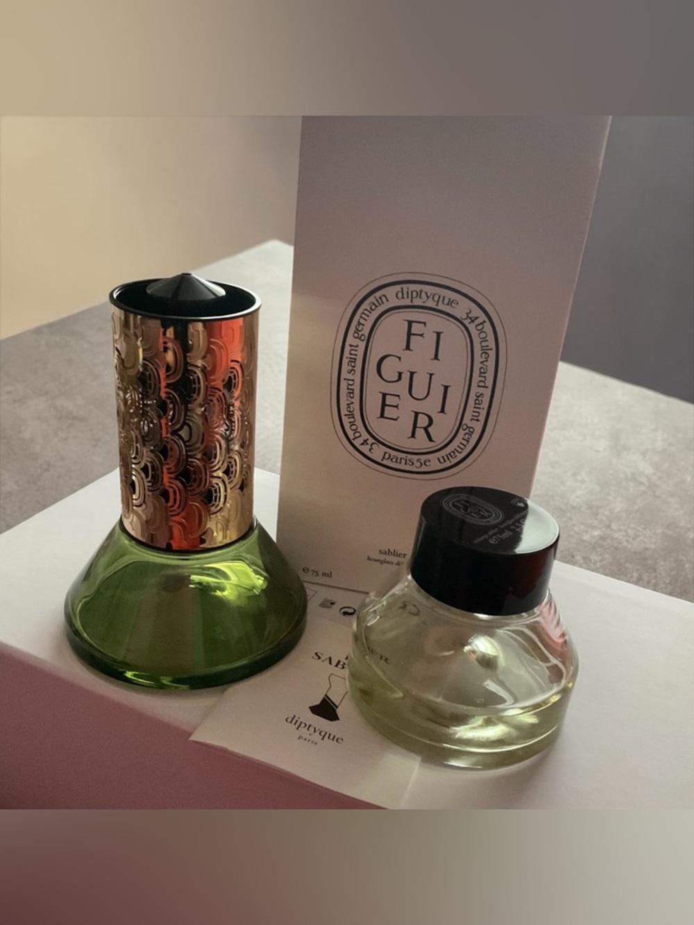 Diptyque Figuier Sablier (Hourglass Diffuser) Set